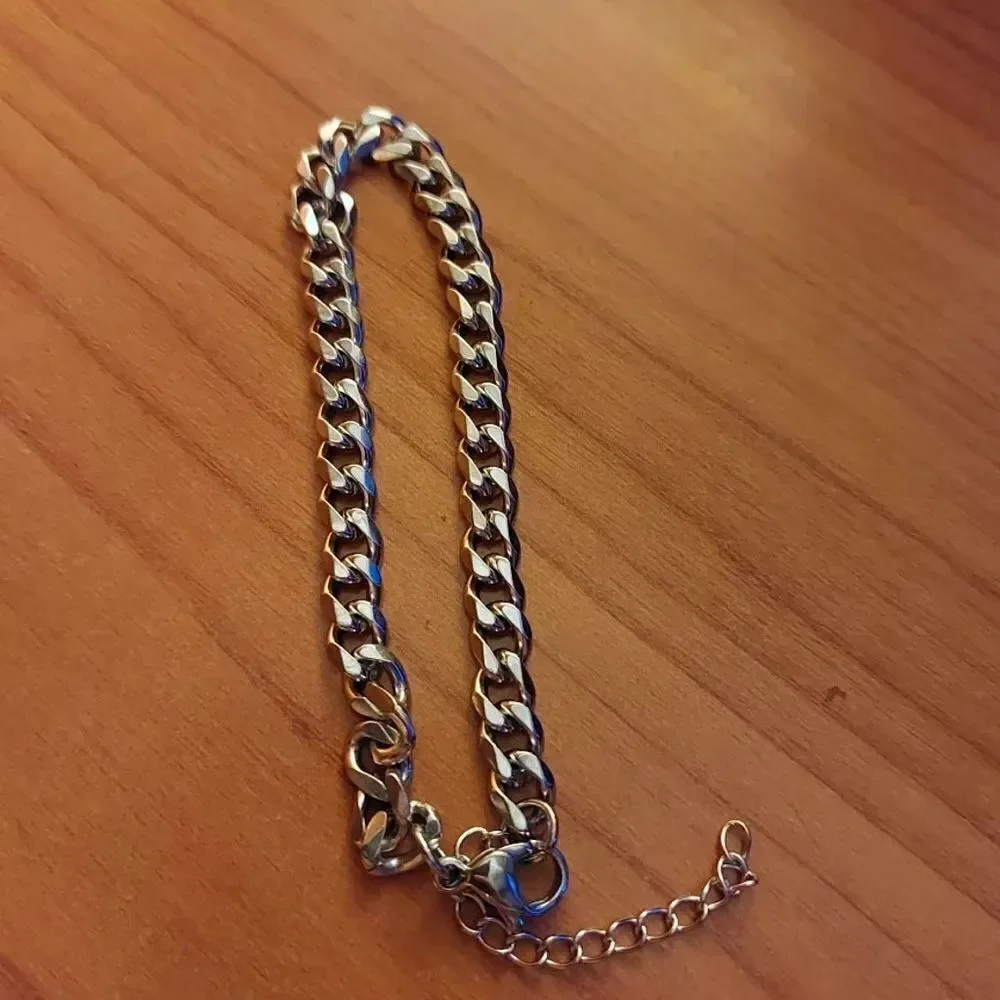 👍206👍 CUBAN STAINLESS STEEL CLASSIC UNISEX CHAIN BRACELET - Picture 9 of 13